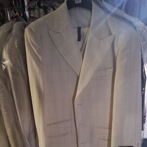 Boys Off White Check Suit